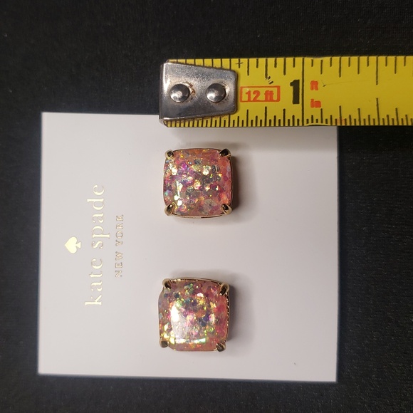 Kate Spade pale pink, glittery stud earrings. - Picture 5 of 9